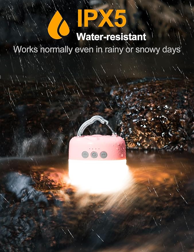 LED Camping Lantern Rechargeable 1000LM, Up to 320H Running Time Camping Tent Light, 6700mAh Emergency Light for Hurricane, Power Outages, Home, Hiking, Water-Resistant Pink