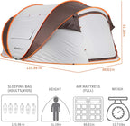 EchoSmile Instant Pop Up Camping Tent, 2/4/6 Person, Easy Setup Tent, Water Resistant Dome, Portable with Carry Bag