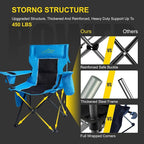FAIR WIND Oversized Padded Camping Chair with Footrest Stool Set Heavy Duty Support 300 LBS Cooler Bag Chair - Black