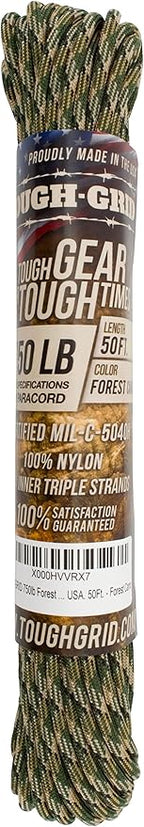 TOUGH-GRID Paracord Rope 750 lbs Nylon Parachute Cord, Made in USA Survival Kit, Outdoor Adventures, Camping, Tactical Gear & Emergency Supplies, Military Type IV Mil-Spec