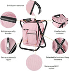 Kikerike Backpack Stool Cooler Chair Heavy Duty 400 LBS Max Load Portable Lightweight Stool Backpack Folding Fishing Cooler Seat for Camping Hunting Fishing