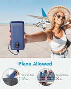 charmast Portable Charger with Built-in Cables and Plug, 10000mAh USB C Power Bank Fast Charging, External Battery Pack Slim, Travel Essentials Compatible with iPhones, Samsung Galaxy, iPad