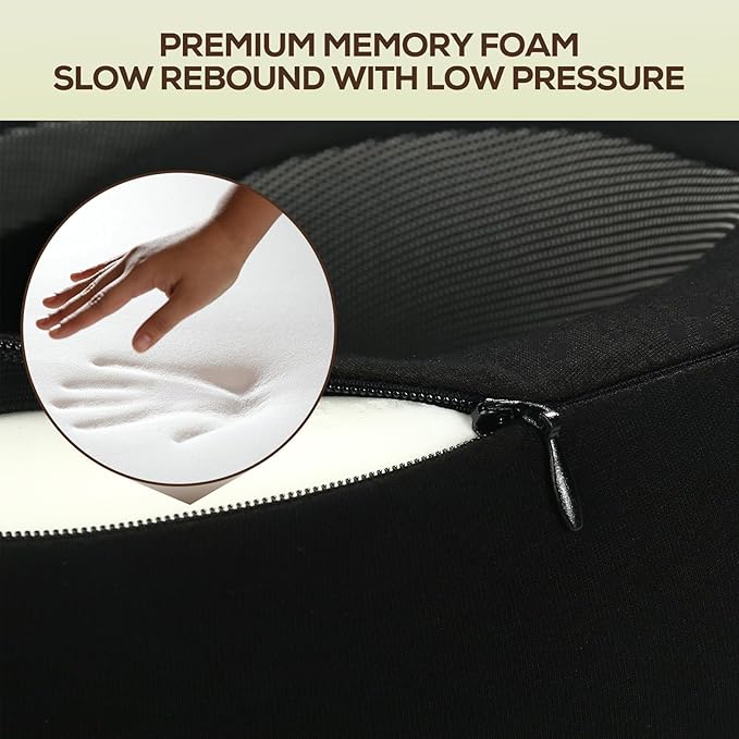Travel Pillow uses Memory Foam to Support Neck Comfort, car Travel, Compact,Airplane Sleep Pillow Black