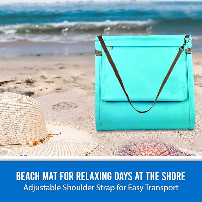 Bo Toys Portable Beach Mat Lounge Chair and Tote (Plain Blue)