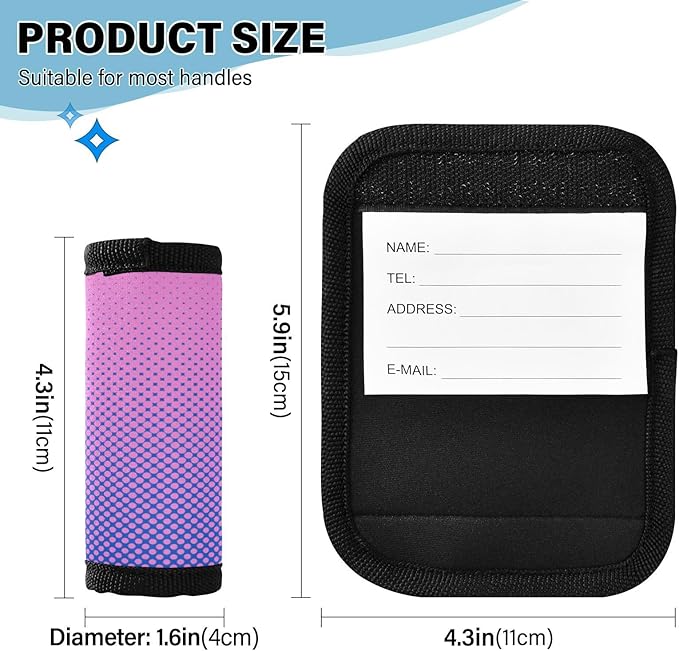 2Pcs Luggage Handle Wrap Suitcase Identifier Handle Covers Tags Soft Travel Bags Luggage Handle Gripper Accessories for Airplane Flying Dot Brightly Colored