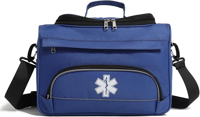 Empty Medicine Bag for Travelling Red First Aid Bag On Call Trauma Bag EMT First Responder Carrier Bag Medical Supplies Kit Emergency Bag for School(Bag only)