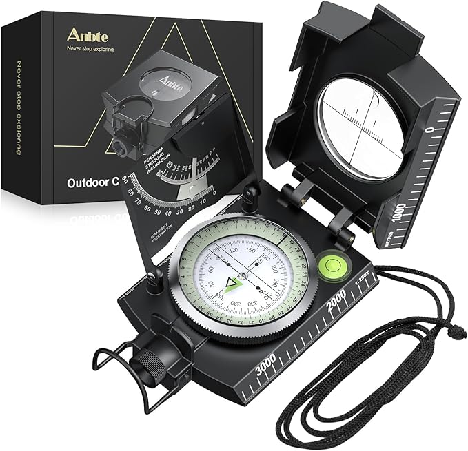 Compass Hiking Survival, IP65 Waterproof Metal Compass with Sighting Clinometer and Carry Bag, Multifunctional, Professional, for Camping Hunting Hiking Navigation