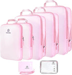 Lightweight Compression Packing Cubes for Suitcases, Compressible Expandable Travel Packing Organizer with Clear Toiletries and Backpack Bag, Travel Essentials for Carry on Luggage 7 Set