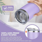 20 oz Tumbler with Lids and Straws, Stainless Steel Insulated Travel Coffee Mug, Double Wall Vacuum Insulated Tumblers, Powder Coated Coffee Tumbler for Cold & Hot Drinks (Light Purple)