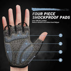 Bike Gloves for Men Women with Anti-Slip Shock-Absorbing Pad, Light Weight Half-Finger Cycling Gloves