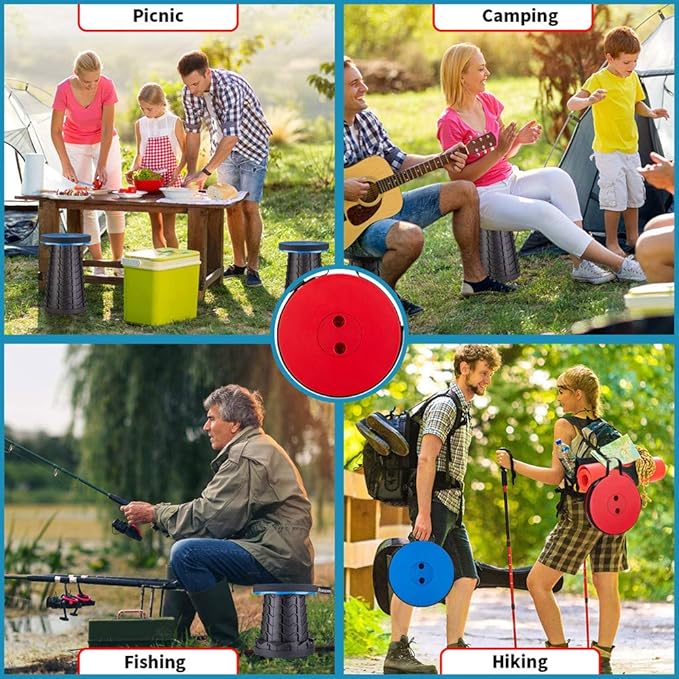 Boreeman Upgraded Folding Stool Lightweight Yet More Sturdy with Load Capacity 400lbs Portable Collapsible Stool for Camping Fishing Hiking BBQ (Blue)