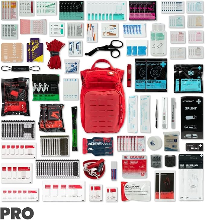 My Medic Recon PRO - HSA FSA First Aid Kit - 250+ First Aid and Survival Essentials, Supplies, & Must Have IFAK for Home, Car, Office or Business - Red