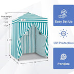 EAGLE PEAK Flex Ultra Compact 5x5 Pop-up Canopy, Sun Shelter, Changing Room, Portable Privacy Tent for Pool, Fashion Photoshoots, or Camping, White/Light Blue