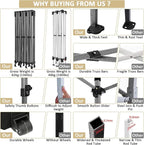 COBIZI 10x30 Pop up Canopy Tent 10x30 Canopy with 8 Sidewalls Waterproof Heavy Duty Commercial Canopy Tent for Parties Outdoor Tent Garden Gazebo Tent, Carry Bag with Wheel(10x30ft,Khaki)