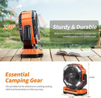 Camping LED Fan with Light, 40000mAh Rechargeable Battery Powered Outdoor Tent Fan with Light and Hook, 4 Speed, Personal USB Desk Fan for Camping, Fishing, Power Outage,Hurricane, Worksite