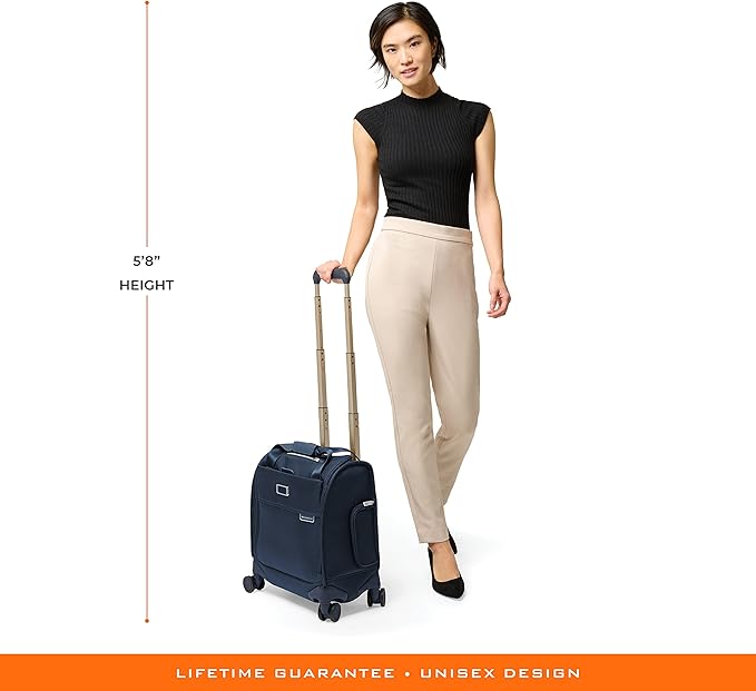 Briggs & Riley Cabin Spinner - Carry On Luggage for Travel, Suitcases with Wheels, Softside Rolling Bag for Men & Women, Fits Under Plane Seat, Interlocking Handle - Baseline Collection, Navy
