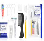 10 Sets Personal Hygiene Kit Bulk,Yellow Basic Travel Toiletry Supplies Disposable Toothbrushes with Toothpaste Floss Comb Soap Cover and Razors Set for Homeless,Guests,Church