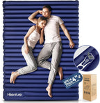 Hikenture Double Sleeping Pad for Camping, 4" Extra-Thick Camping Mattress 2 Person, Inflatable & Ultralight Sleeping Mat for Backpacking, Hiking (Navy Foot Pump, Full XL)