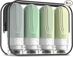 Mrsdry Travel Bottles for Toiletries, Tsa Approved 2oz Travel size Bottles, BPA Free Leak Proof Travels Toiletry Containers, Traveler Accessories with Toiletry Bag for Shampoo Liquid (4 Pack)