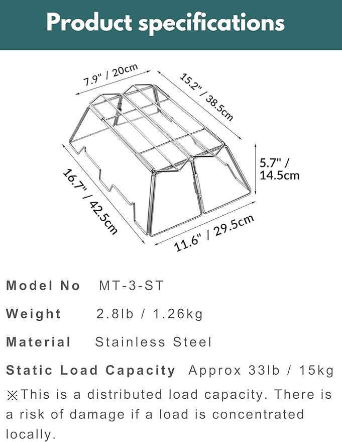 CAMPINGMOON Collapsable Cooking Stand Trivat Stainless Steel for Campfire Open Fire Camping Outdoor MT-3-ST