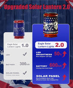 Nacome Solar Lantern for Garden Decor: The United States Flag Waterproof Hanging Metal Decoration with LED Lights for Yard Lawn Porch Patio Landscape Pathway – Birthday Gifts for Mom Grandma Women