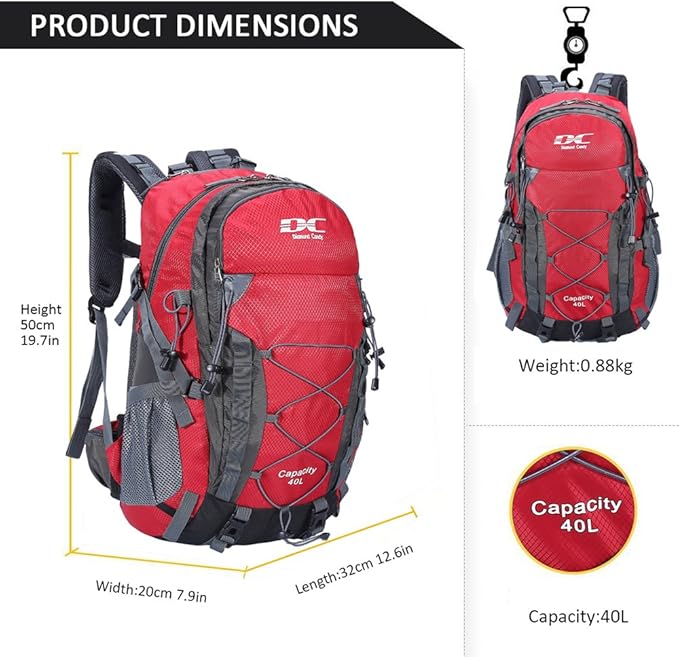 Diamond Candy Waterproof Hiking Backpack for Men and Women, Lightweight Day Pack for Travel Camping