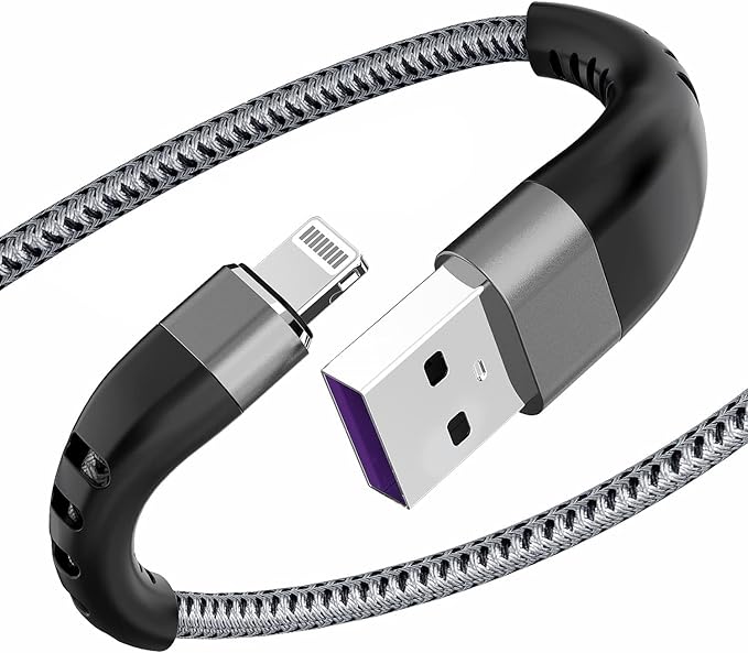 Essri for Phone Charger Cord 3FT 2Pack, USB to L Cable 3 Feet, Nylon Braided Long Charging Cable 3 Foot Compatible with iPhone 14/13/12/11/X/XS/XR/15/Pad - Gray