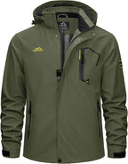 TACVASEN Men's Rain Jacket Lightweight Windbreaker with Hooded Water Resistant Outdoor Raincoat for Hiking Travel Camping