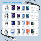Coiled Lightning Cable [2Pack 4FT] 4 in 1 Multi Charging Cable 60W Fast Charging Retractable Charger Cord for iPhone 17 16 15/14/13/12/11 Pro Max/XS MAX/XR/XS/X/8/7/6 Plus/iPad/AirPods/MacBook/CarPlay