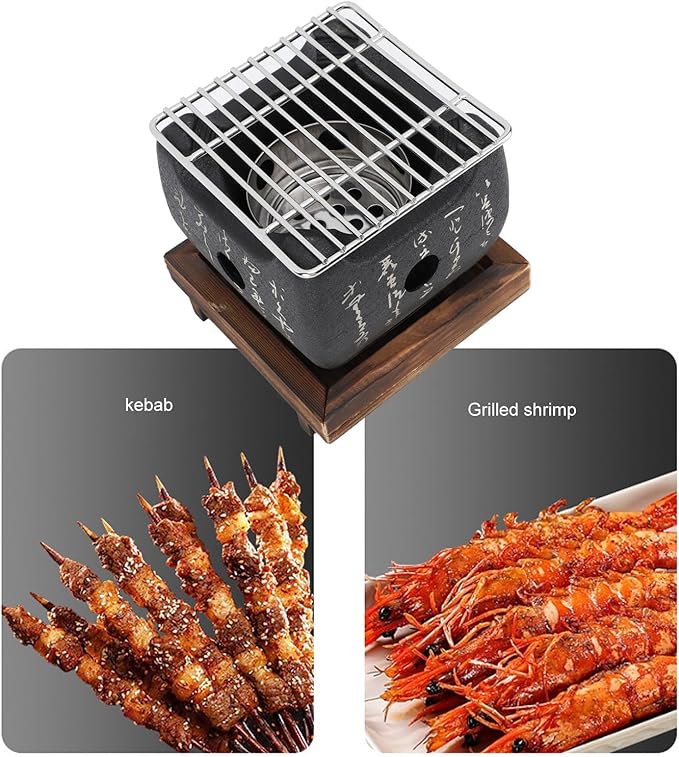Hapivida Portable BBQ Grill, Stylish Multi-Functional Fast Heating Mini Grill with Even Heat Distribution, 16.5x14.5cm, Compact Outdoor Cooking Stove for Family Gatherings and Outdoor Adventures
