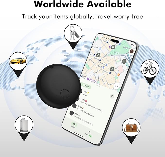 Android Air Tracker 4 Pack, Bluetooth Tracker for Android, Works with Google Find My Device App, Smart Item Locator for Keys, Wallet, Luggage, Bags - 2 White & 2 Black, Includes 2 CR2032 Batteries