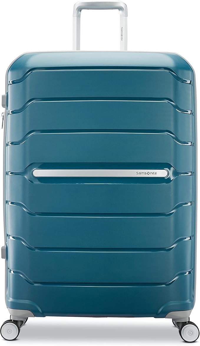 Samsonite Freeform Hardside Expandable with Double Spinner Wheels, Checked-Large 28-Inch, Dark Teal
