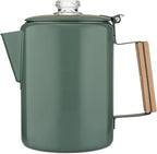 COLETTI Bozeman Camping Coffee Pot — Camping Coffee Makers, Coffee Percolator – America's Sleekest Percolator – NO Aluminum or Plastic (Camp Green)