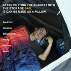 zzlamb Hooded Stadium Camping Blanket,Waterproof Outdoor Blanket Polar Fleece,Warm Windproof Portable for Stadium,Picnic,Sports,Beach,Car,Pets,56x75in Blue Mount Red Sun