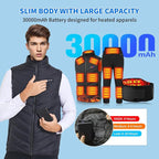 30000mAh Heated Vest Battery Pack 7.4V Heating Vest Battery Bank Power Bank with LED Display DC/USB//Type-C 5V/9V/12V Portable Chargers for Heated Jacket Coat Vest and Warming Clothing for Men