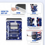 EAGLE PEAK Outdoor Folding Camping Table with Large 3-Tier Storage Organizer and Side Pockets, Easy Set Up Portable Aluminum Camping Kitchen, American Flag