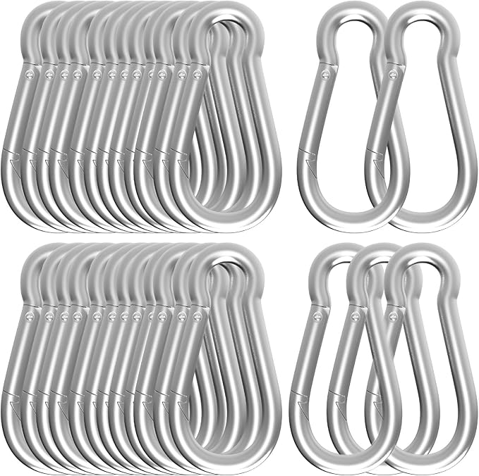 Carabiners Clip Spring Snap Hook,Heavy Duty Galvanized Steel(10&120PcsM6,50PCSM8&30PCSM10) Carabiner,Safety Quick Links Snap Hooks,Spring Clips for Swing Hammock Camping Keychain Outdoor