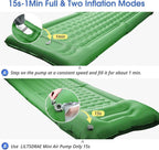 Camping Sleeping Pads，Extra Thick 5 Inch Inflatable Sleeping Mat with Pillow Built-in Pump，Oversized Mattress Super Portable Backpacking Sleeping Pad (Green, Single)