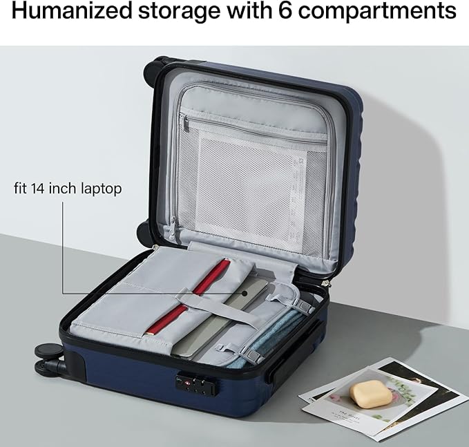 Hanke 16 inch Underseat Carry on Suitcases with Wheels,Lightweight Hard Shell Carry on Luggage with Wheels for Weekender, Small Suitcase,Travel Luggage Christmas Gifts for Birthday （Dark Blue）