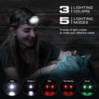 EverBrite Headlamp, 5 Pack Kids Headlamp with Red Light and Memory Function, Head Lamp for Adults and Kids with 5 Modes, Bright Headlamps for Camping, Running, Batteries Included