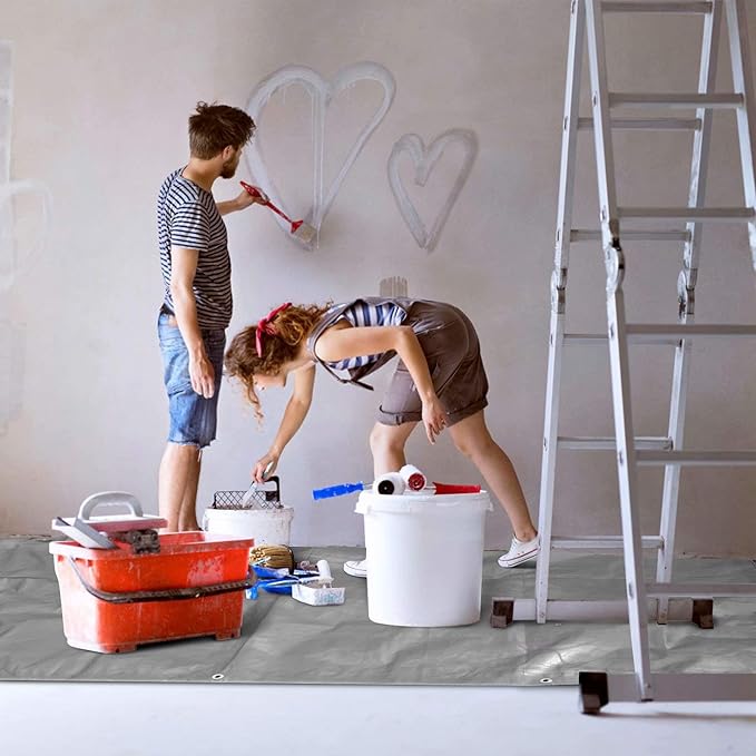 Heavy Duty 10 Mil Tarp Cover Waterproof UV Resistant Tarpaulin Used for Outdoor, Hunting, Camping, Backpacking, Canopy Tent, Ground Tarp, Cover Boat, Motorcycles, Roofs, Wood