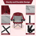 Oversized Camping Chair, Portable Folding Camping Chairs with Side Pocket, Cup Holder and Carry Bag, Heavy Duty Outdoor Camping Chairs for Adults, Fishing, Sports, Trip, up to 400lbs, Style 3