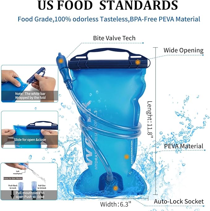 Lightweight Running Vest for Women and Men Hydration Backpack Pack with 1.5L Water Bladder Bag for Hiking Trail Running Gear Cycling Marathon