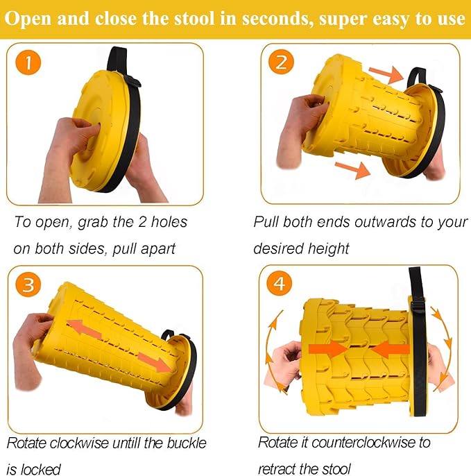 Fishboy Upgraded Collapsible Stool, 400lbs Max Weight, Lightweight But Sturdy, Portable Retractable Folding Telescoping Foldable Camping Stool for Adults Outdoor Fishing Hiking Gardening Travel BBQ