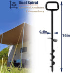 16In Tent Stakes with 6PCS Heavy Duty Adapter, Screw Ground Anchors, Tree Straightening Kit, Mobile Home Anchors (Black)