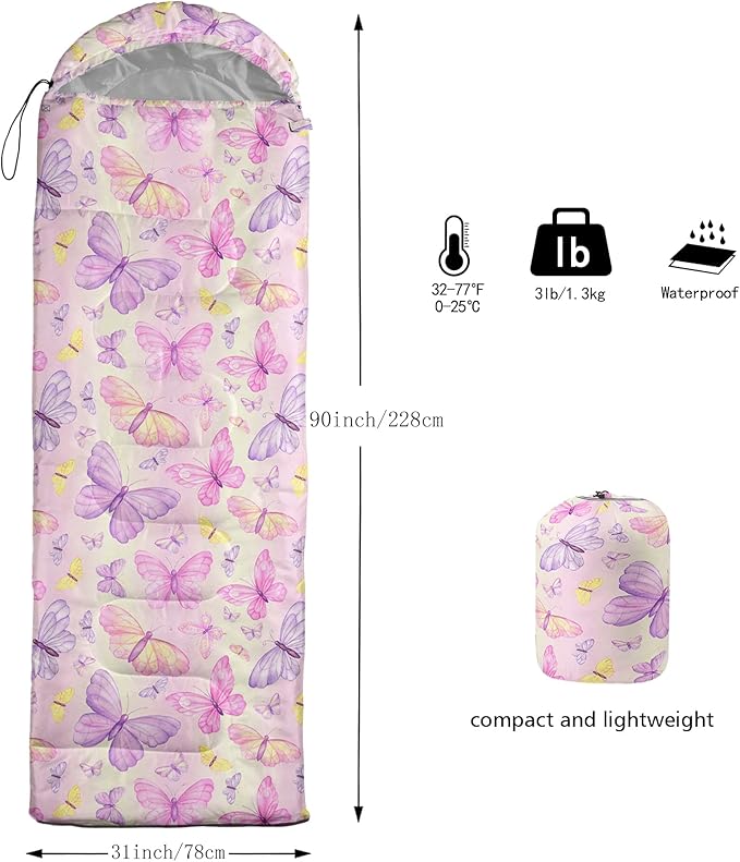 QOOMO Camping Sleeping Bags,3 Season Warm & Cool Weather,Lightweight,Waterproof Sleeping Bags for Adults & Kids,Traveling,and Outdoors,Camping Gear Equipment