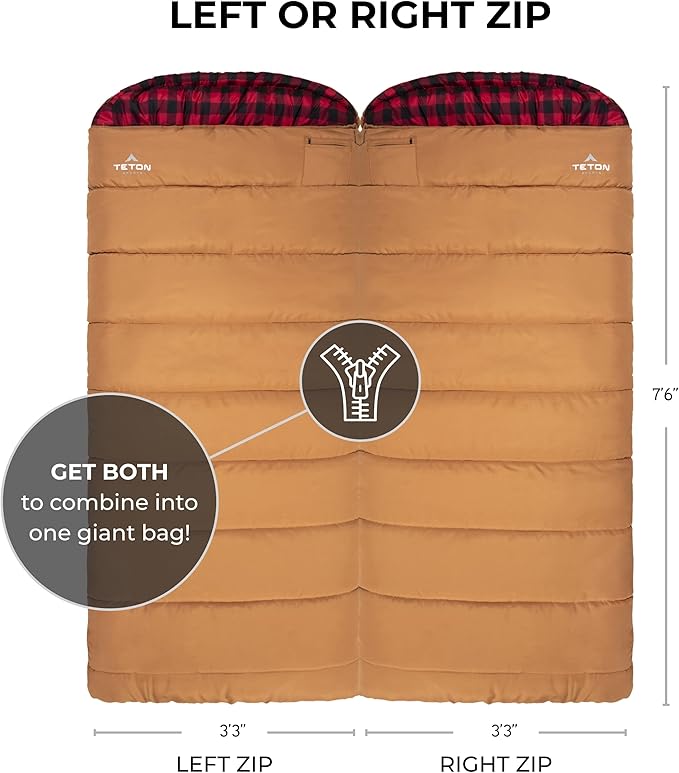 TETON Sports Deer Hunter -35F and 0F Degree Sleeping Bag. Warm and Comfortable Camping Sleeping Bags, Teton Tough Canvas Shell for Camping, Hunting, and Cold Weather