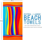 Oversized Terry Beach Towel 36 x 72 in Soft Extra Large Big Pool Swim Towels for Adults XL Clearance Big Travel Blanket Cruise Vacation Accessories Essentials Lounge Chair Cover Stripe Multicolor