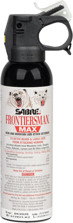SABRE Frontiersman MAX Bear Spray – 40 ft Range, Maximum Strength, The Only EPA-Registered Spray for Bears & Mountain Lions, 7.9 oz, Glow Safety Clip, Outdoor Hiking & Camping Protection