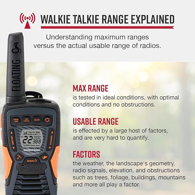 Bundle of Cobra RX680 Walkie Talkies (2-Pack) + Cobra ACXT1037R FLT Floating Walkie Talkie (1 Pack)